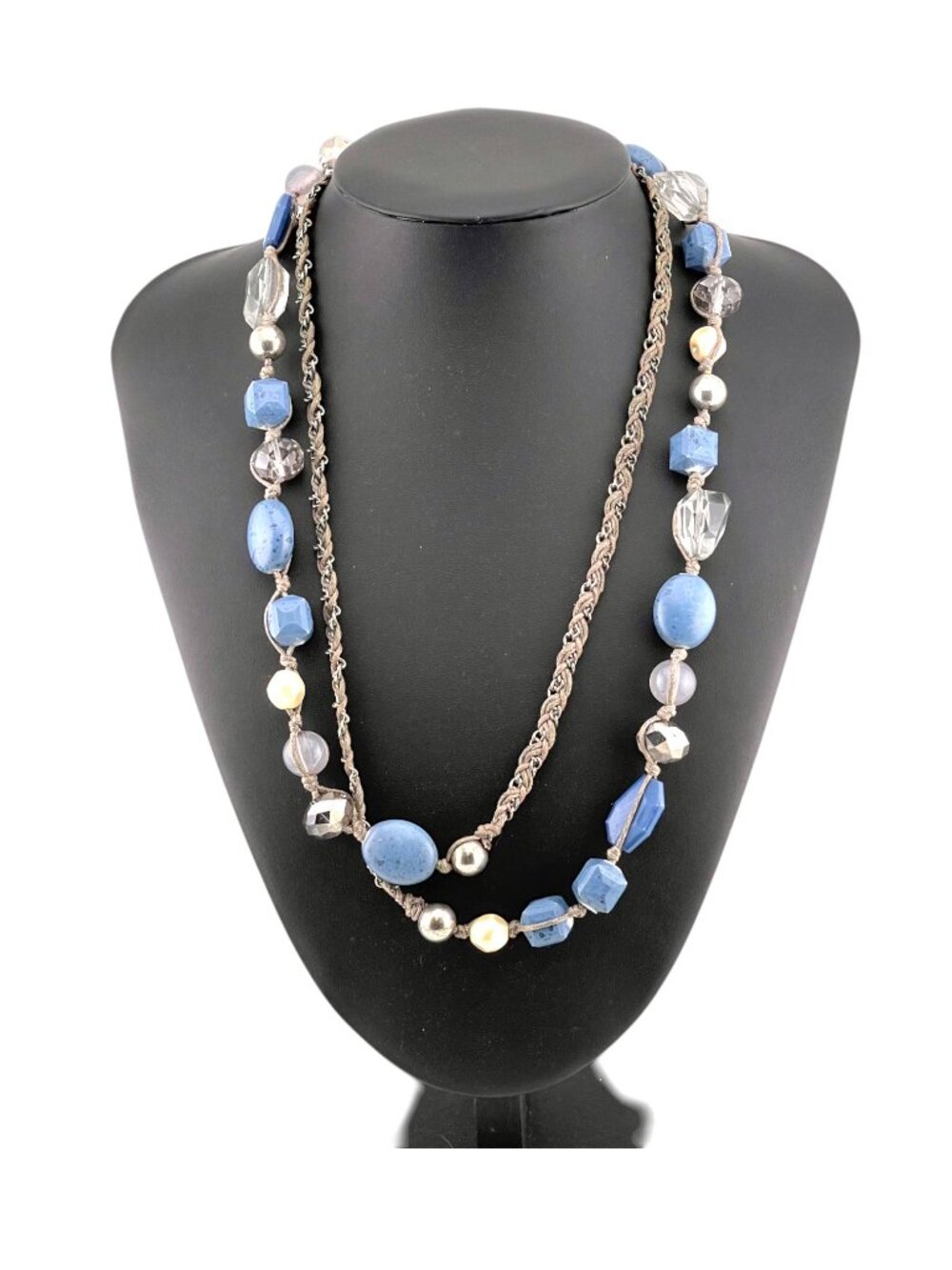 Vintage Chico's Pretty Shades of Blue Beaded Necklace | Signed Jewelry